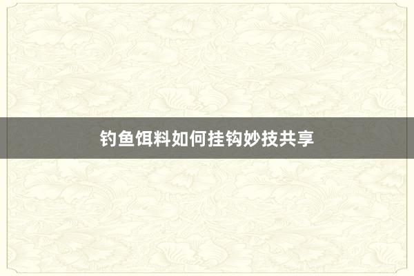 钓鱼饵料如何挂钩妙技共享